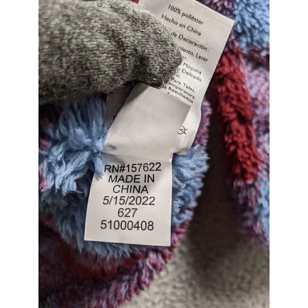 Eddie Bauer Sweater Jacket Womens XL Teddy Plush Fleece Check Plaid 1/4 Zip Mock - Picture 6 of 12